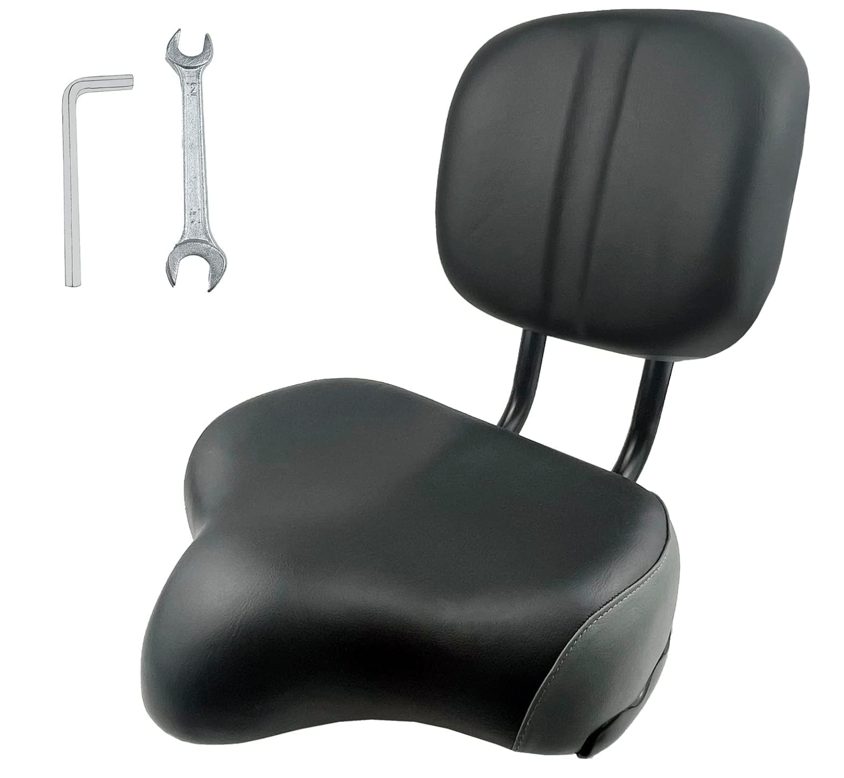 THALOUS Bike Seat with Backrest Oversized Comfort Bicycle Saddle Replacement